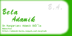 bela adamik business card